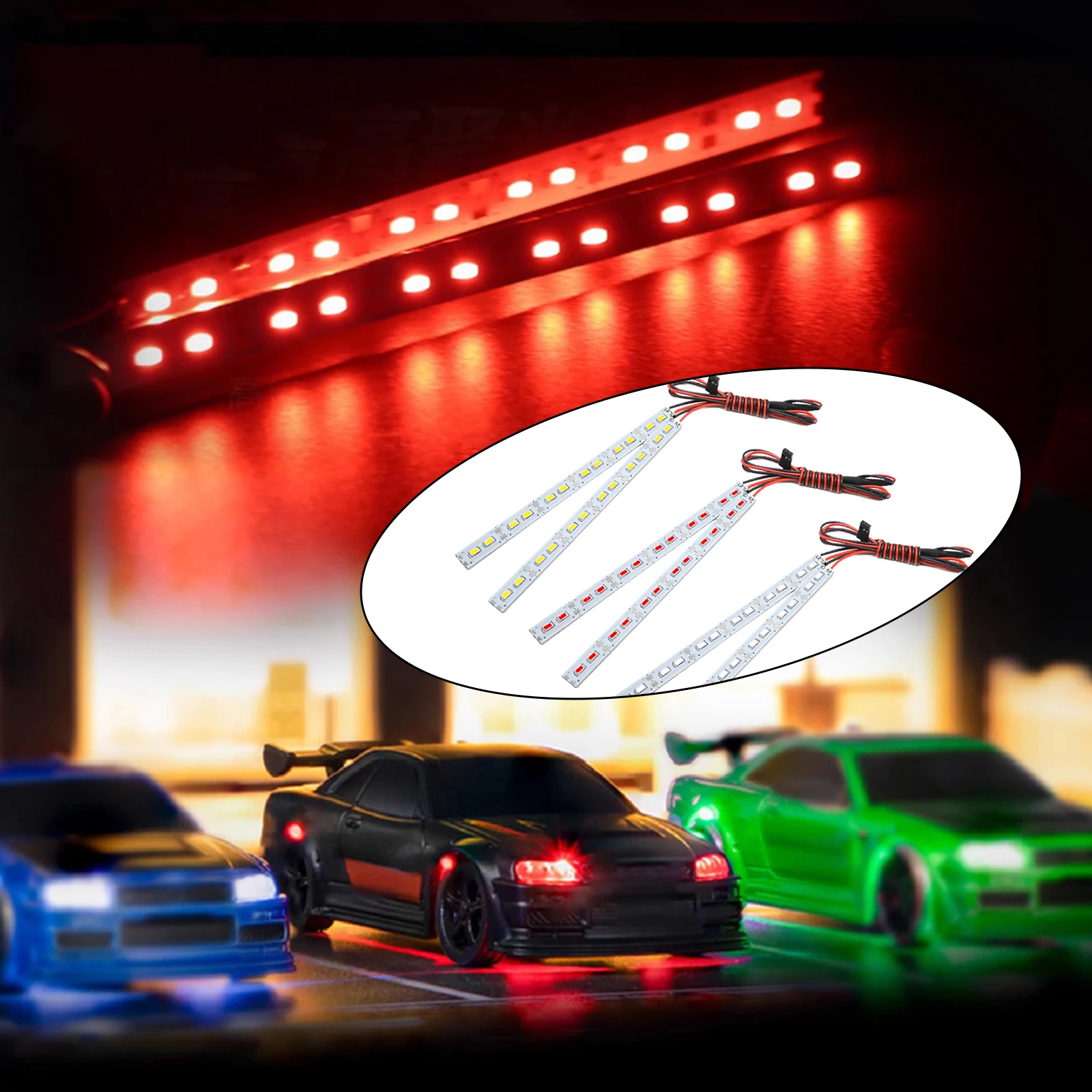 24 مصباح LED 1/10 RC أضواء الهيكل 6 فولت LED قطاع متوافق مع HSP HPI Redcat Traxxas Arrma Kyosho Losi 1/10 1/8 RC سيارة الزاحف علة