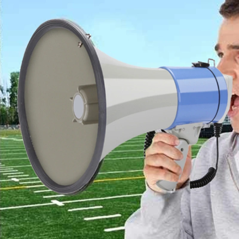 HFES Outdoor Handheld Megaphone Speaker Booth 50W High Power Recordable Loudspeaker Tweeter