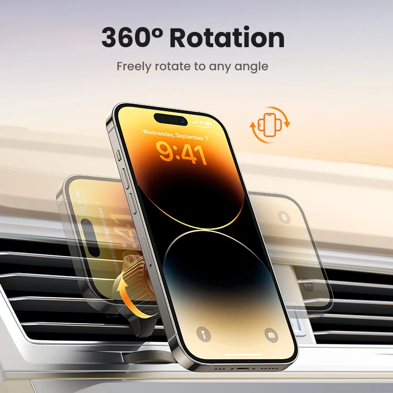 UGREEN Magnetic Car Phone Holder Wireless Charger Stand For iPhone 15 14 13 Pro Max Charging for Magsafe Car Charger LED Light