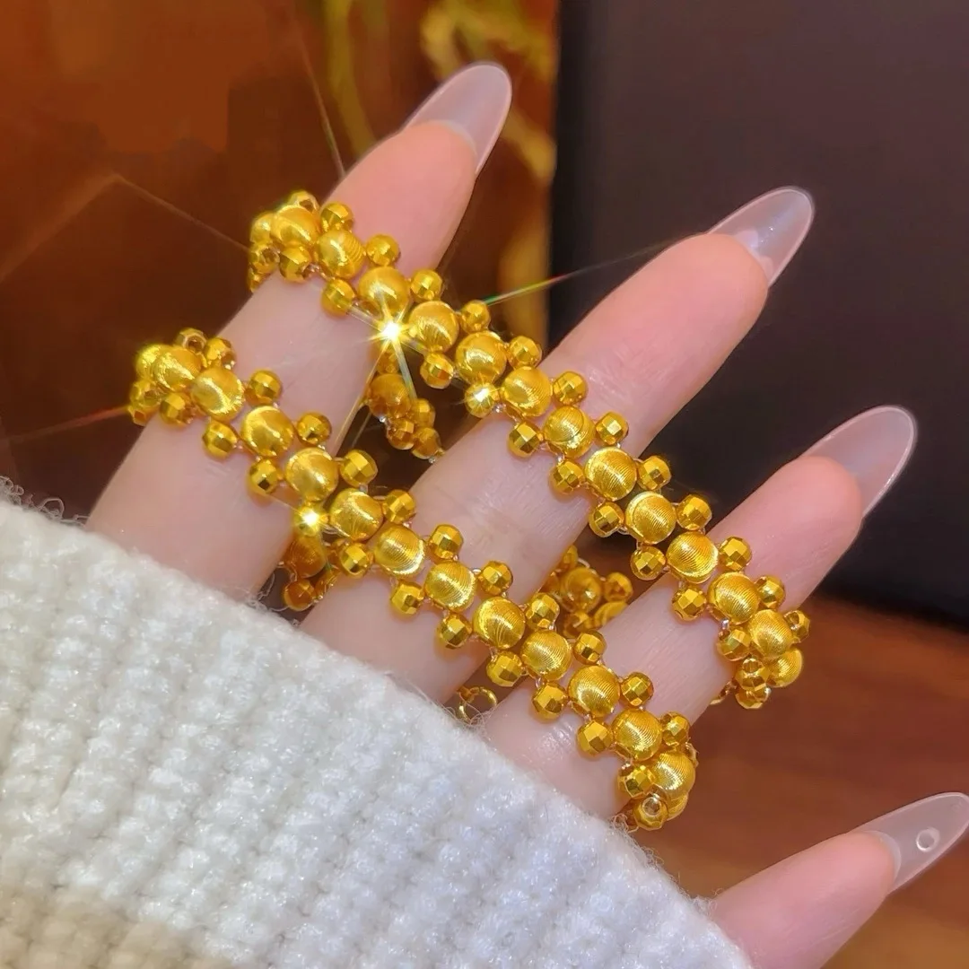 Sand gold burst flash cat eye trampoline bead braid bracelet fashion senior sense transshipment bead string 9999 gold
