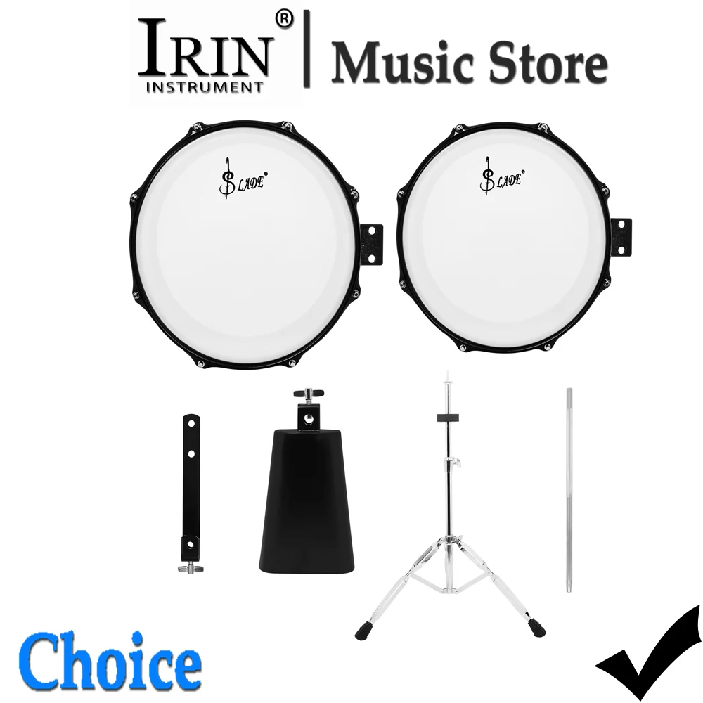 SLADE Timbales Latin Drums 13x8/14x8 2 Pack Metal Black With Adjustable Stand Cowbell Percussion Music Instrumentss Set