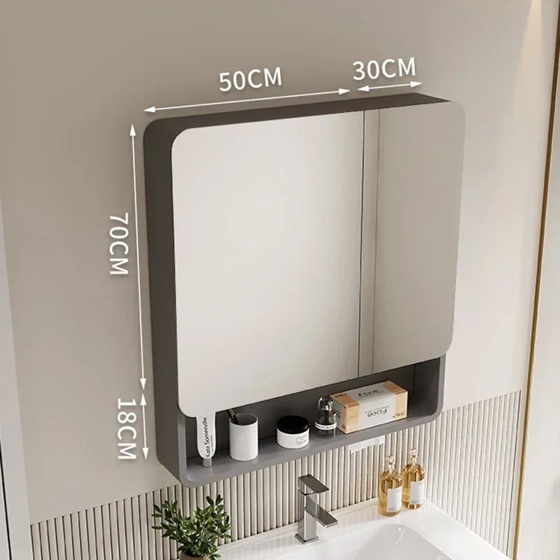 Nordic Bathroom Smart Mirror Cabinet Wall Hanging Mirror Cabinet with Light Fog Removal Storage Simple Home Furniture 욕실 가구 FYBC