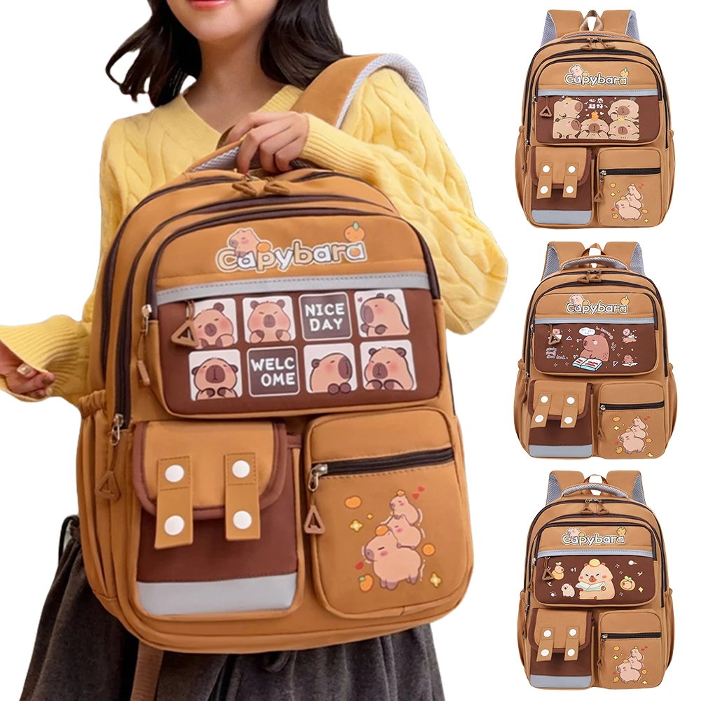

Capybara Cute Backpack Adjustable Strap Casual Nylon Bookbag Large Capacity Adorable Lightweight Daypack Travel Backpack