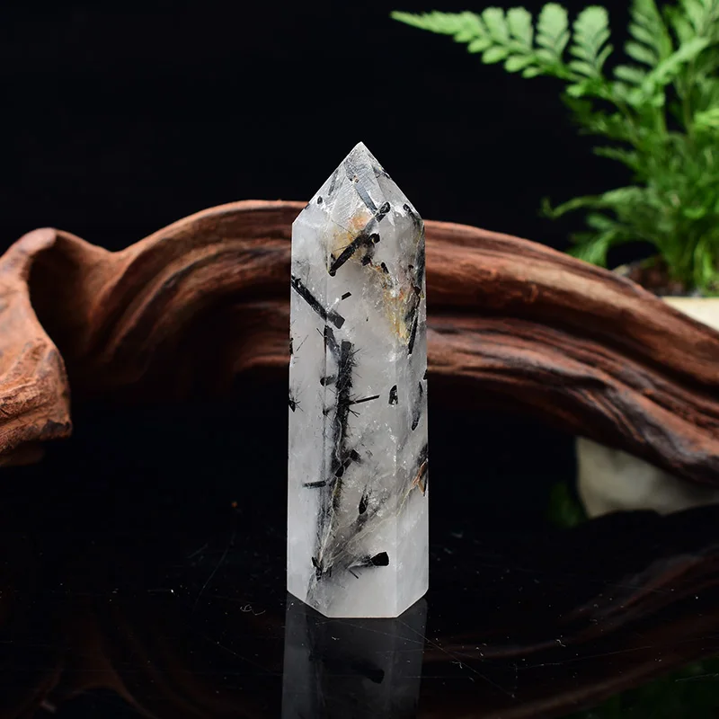 1Pc Natural Black Tourmaline Polished Crystal Point Healing Obelisk Quartz Wand Beautiful Ornament for Home Decor Energy Ston