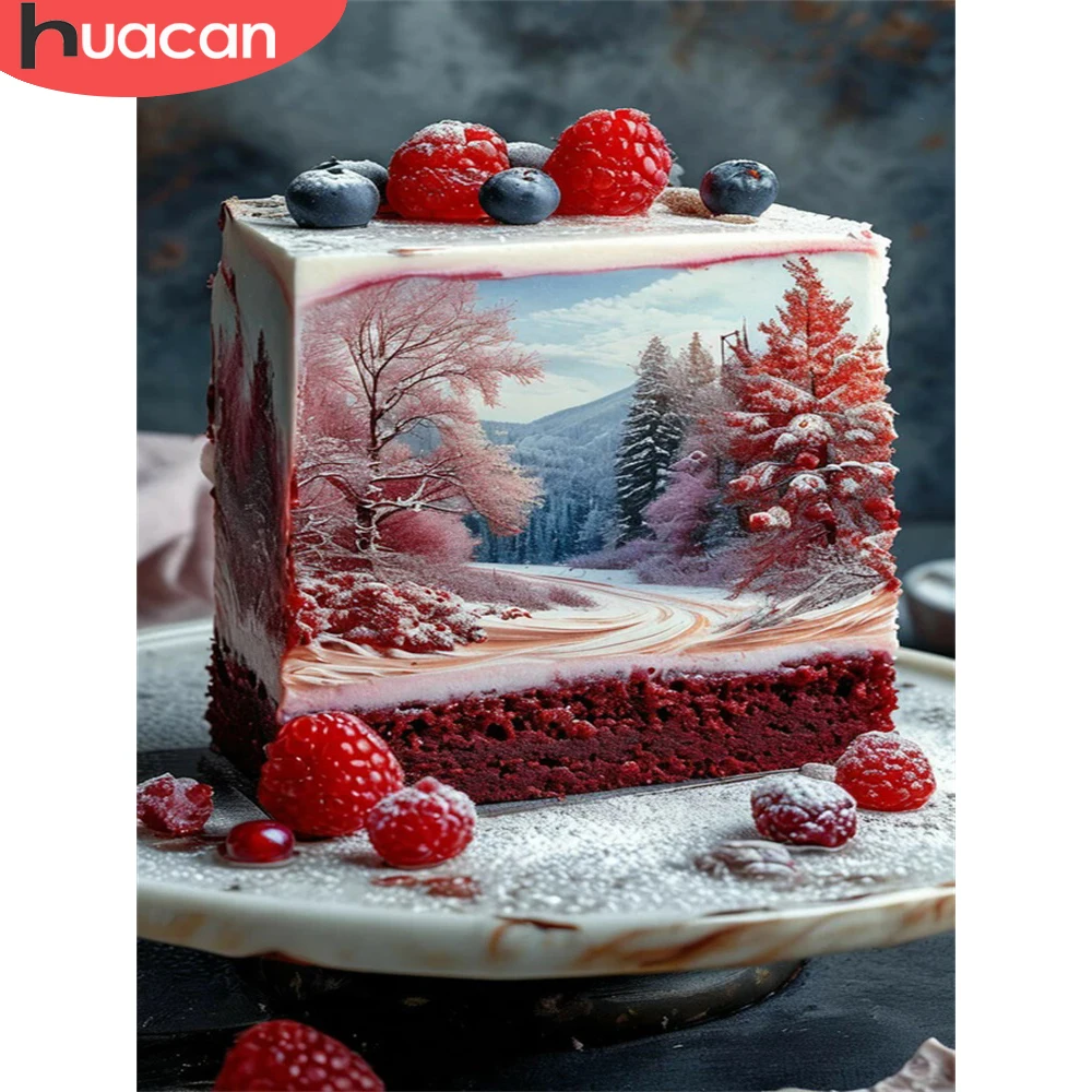HUACAN Diamond Painting News 2027 Cake Kitchen Landscape Diamond Mosaic 5d Winter Snow Forest Home Decor Christmas Gift