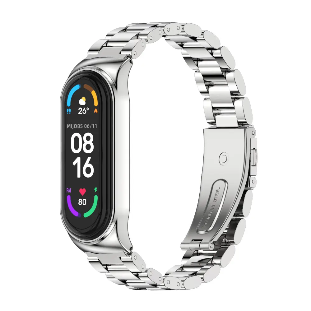 Dây Đeo Mi Band 6 5 7 Vòng Tay Kim Loại Đồng Hồ Opaska Mi Ban Nhạc 5 Dây Đeo Cho Xiaomi Mi Band 4 miband 7 Correa Đeo Tay Bất Kì