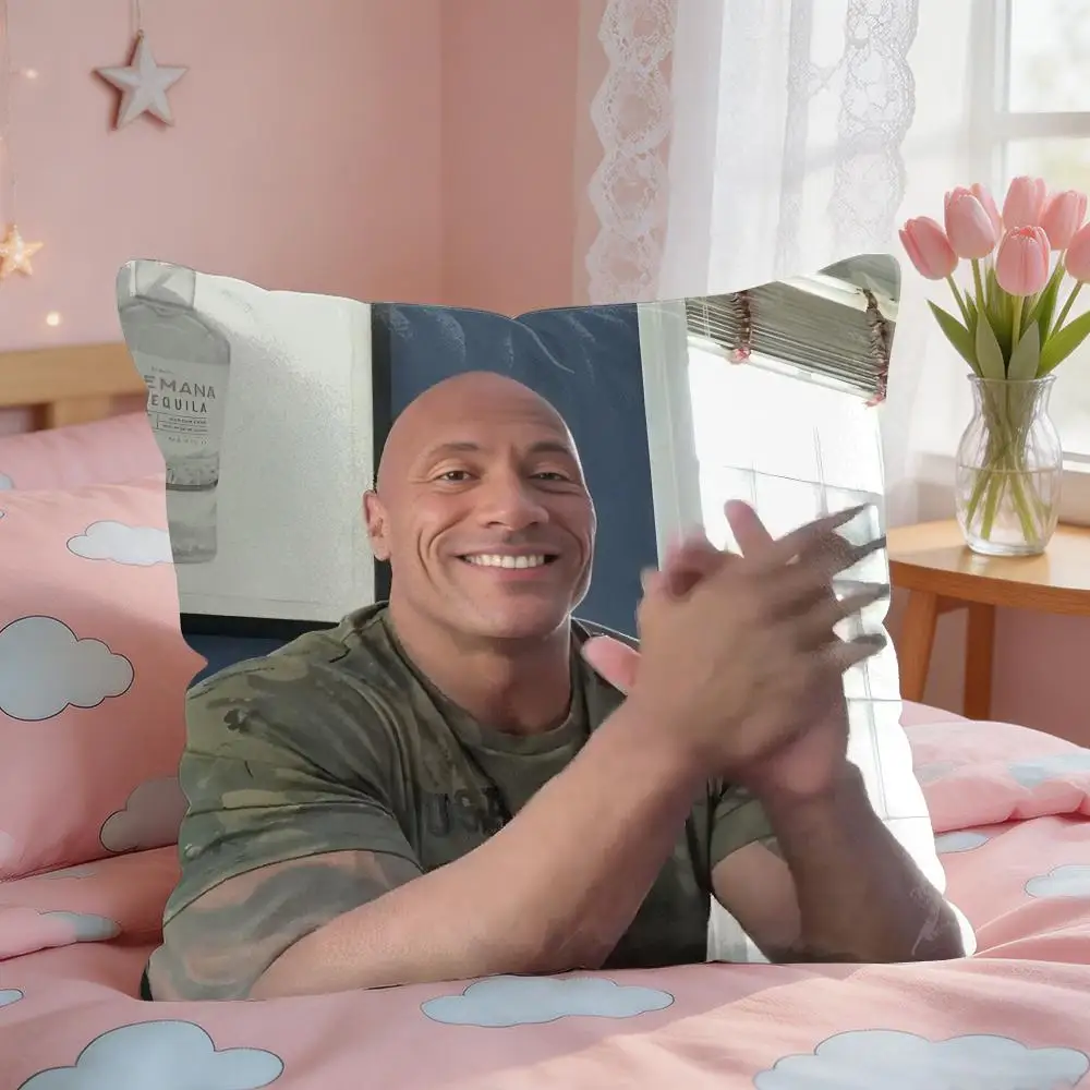 The R-Rock D-Dwayne Cushion Cover Square Short Plush Pillow Case Living Room Sofa Home Decor Funda 40X40