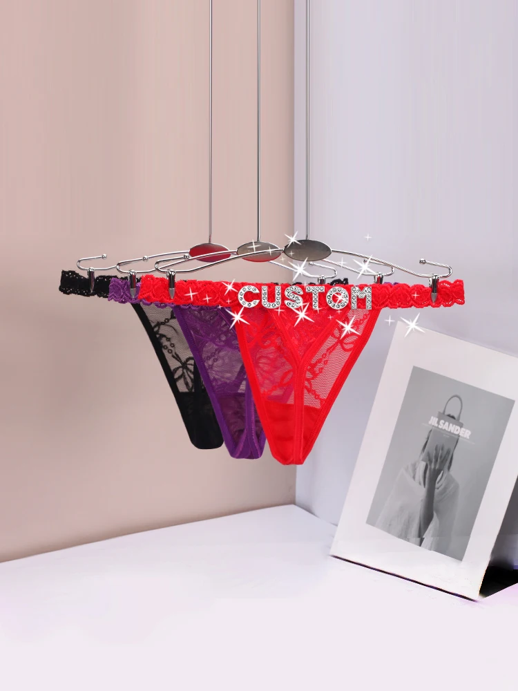 

Custom Name Thong Panties for Women Sexy Customized Crystal Letter G-string Underwear Soft Breathable Lingerie Christmas Jewelry