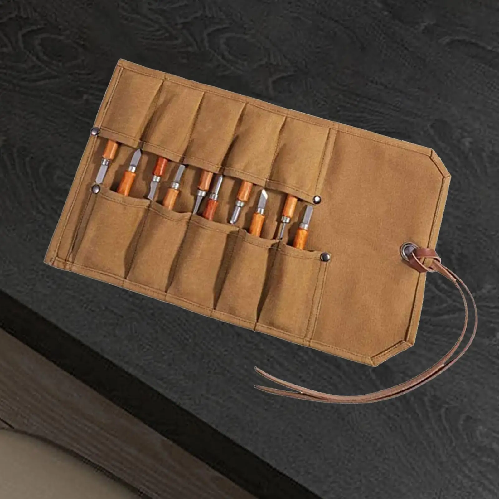 

Roll up Tool Bag Portable Waxed Canvas Tool Roll Bag for Maintenance Travel