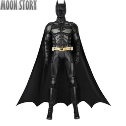 High Quality Superhero Bat Bruce Wayne Cosplay Costume The Dark Knight Suit Adults Man Outfit Jumpsuit Headgear Cloak Halloween