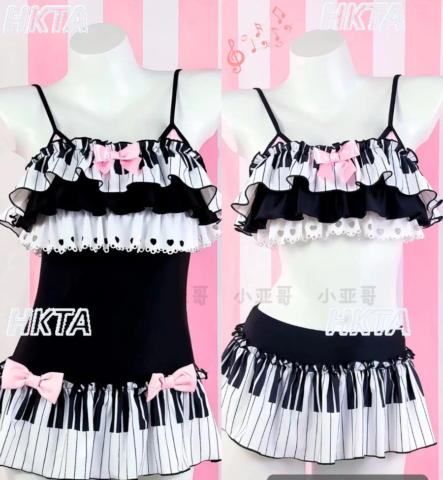 

Japanese Sweet Girls Cute One-piece Swimsuit Split Swimwear Bikini Set New Summer Y2k Casual Bathing Suit Women Beach Vacation