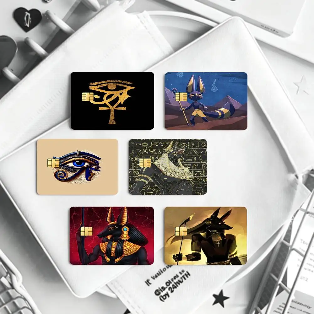 Egyptian Myth Anubis  Bank Credit Cards Bus Pass Stickers Cool Decoration Waterproof 4PCS Card