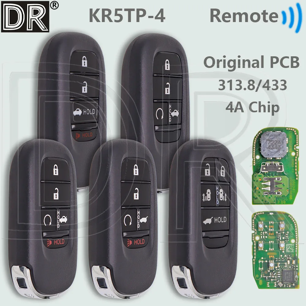 

DR оригинальный чип PCB 4A 313,8/433 МГц бесконтактный автомобильный дистанционный ключ KR5TP-4 для Honda Accord HRV FIT XRV ZRV Odyssey Civic CR-V