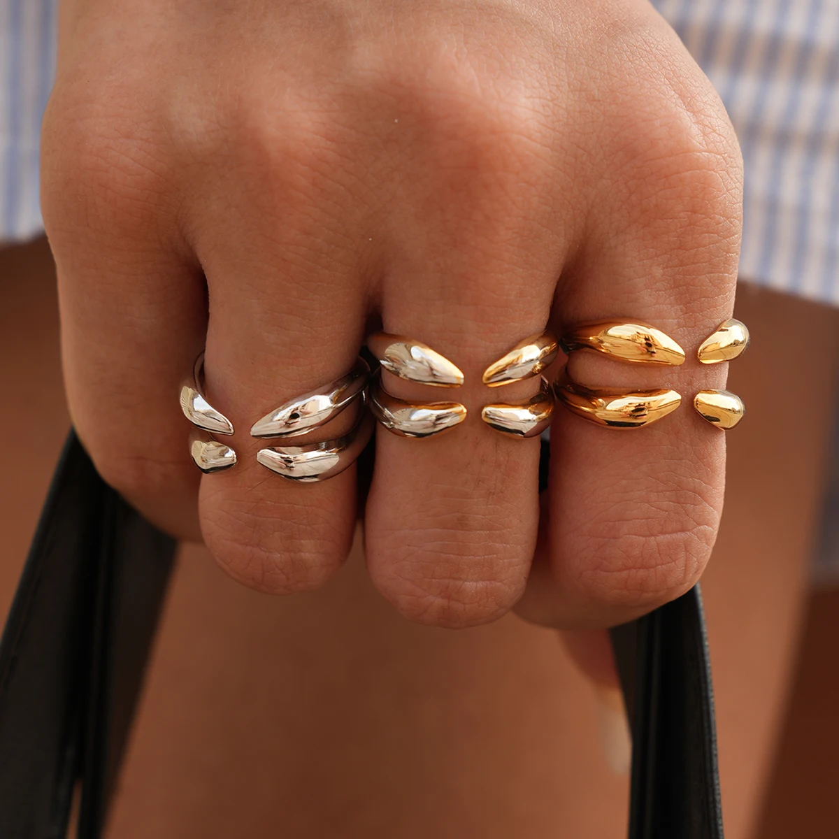 

Geometry Design 316L Stainless Steel Open Rings For Women Gold Color Wedding Aesthetic Ring Jewelry Accessories Christmas Gift