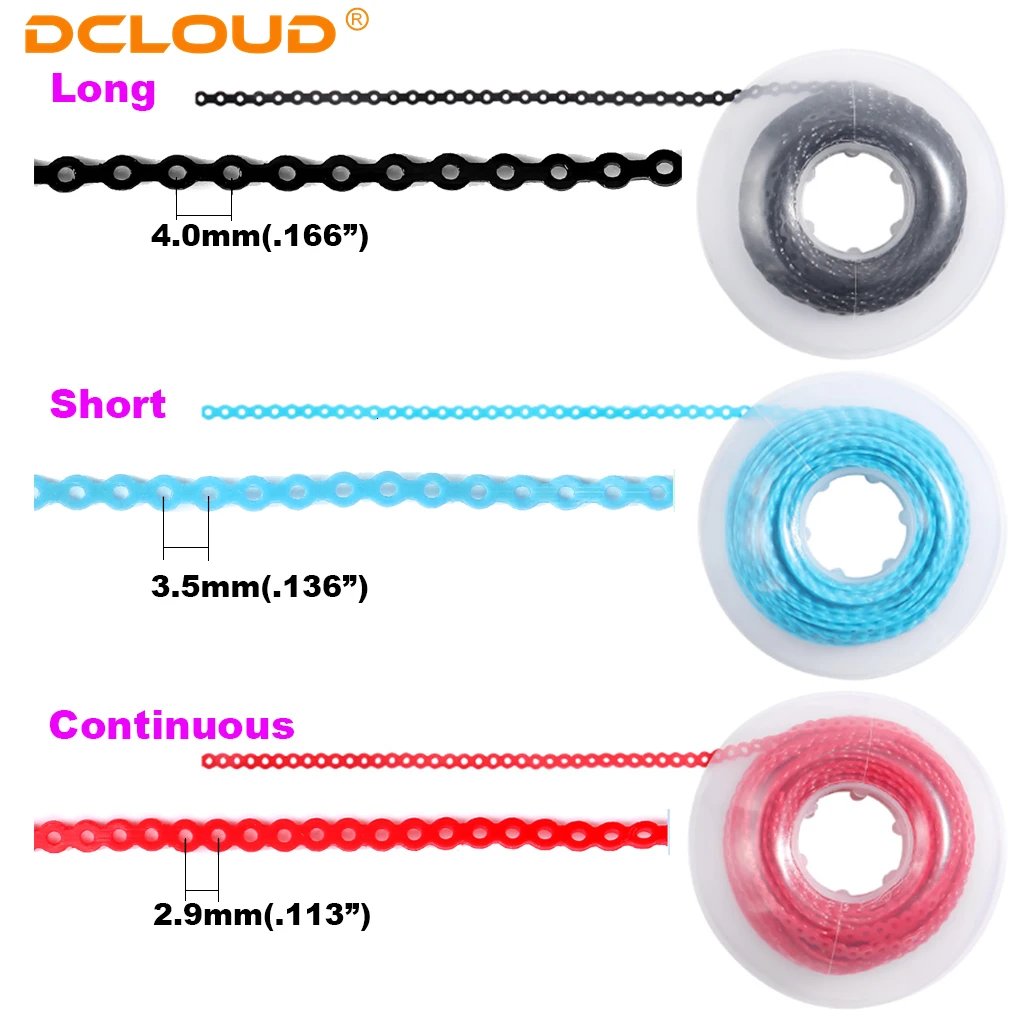 1Pack Dental Orthodontic Elastic Ligature Ties  Ultra Power Chain Rubber Band  Colorful Bands Long Short Dentist Ortho Materials