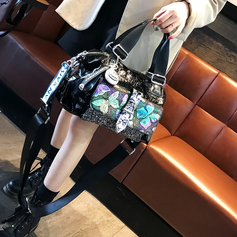 Retro Printed Handbags Women Bag 2021 New Trendy Large-capacity Fashion Soft Leather Diamond Shoulder Diagonal Bags