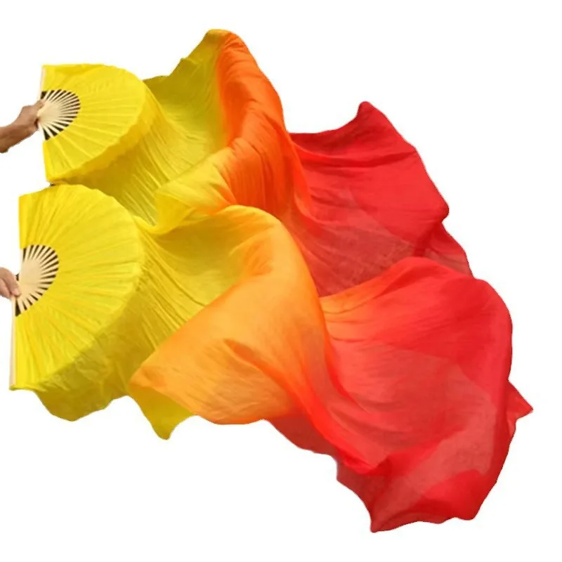 

Dance fan, long fan Dance fan, lengthened and gradual change of color Square dance flame fan Long silk fan