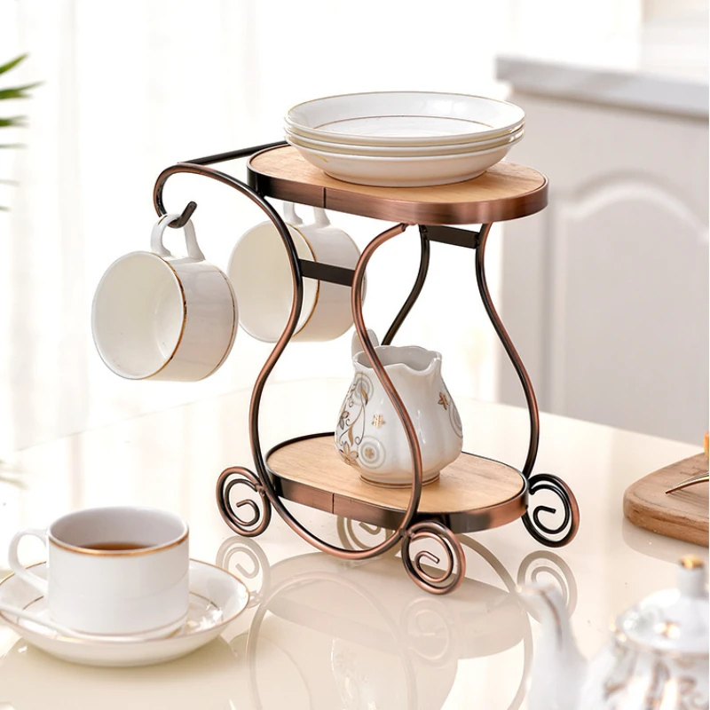 

Luxury Retro Cup Holder Draining Tray Shelf Water Cup Upside Down Coffee Cup Mug Organizer Dish Drying Rack Organizer Kitchen