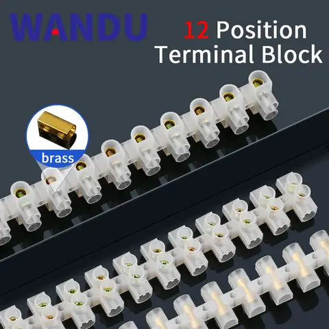 12 Position Electric Connector Strip Barrier Screw X3-1012 Nylon Terminal Block 10A 60A Wire Connector Plastic Flame Retardant