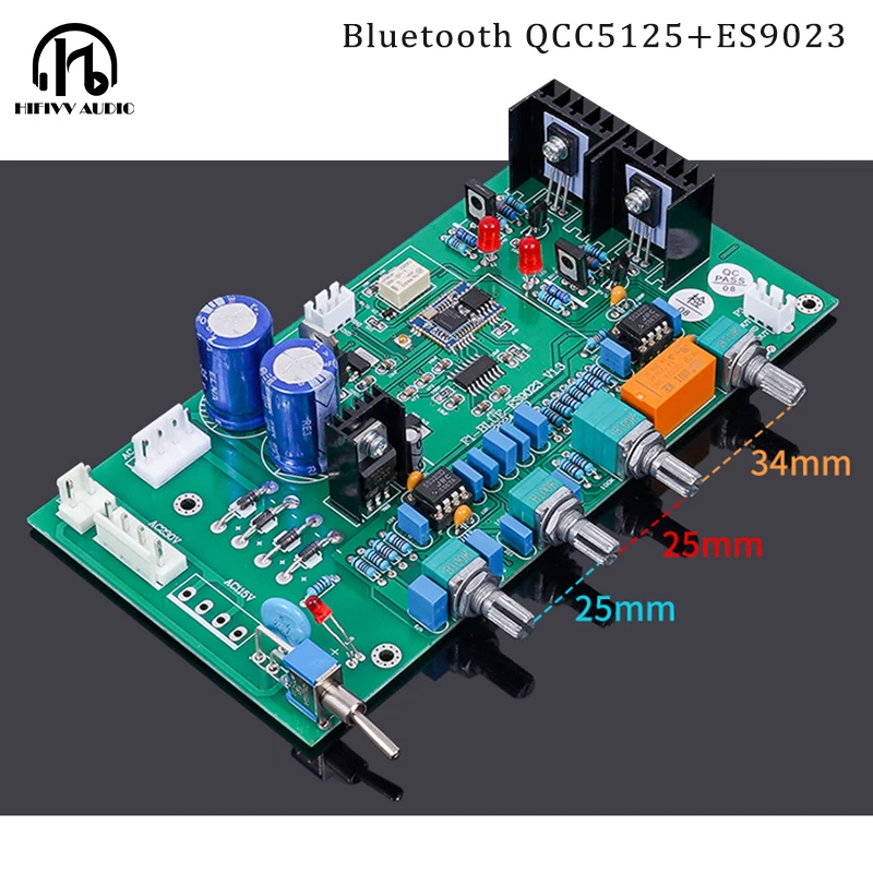 

Bluetooth 5.1 QCC5125 ES9023 HIFI Stereo OP AMP Amplifier Preamplifier PCB muses8820 muses02 Preamp Volume Tone Control Board