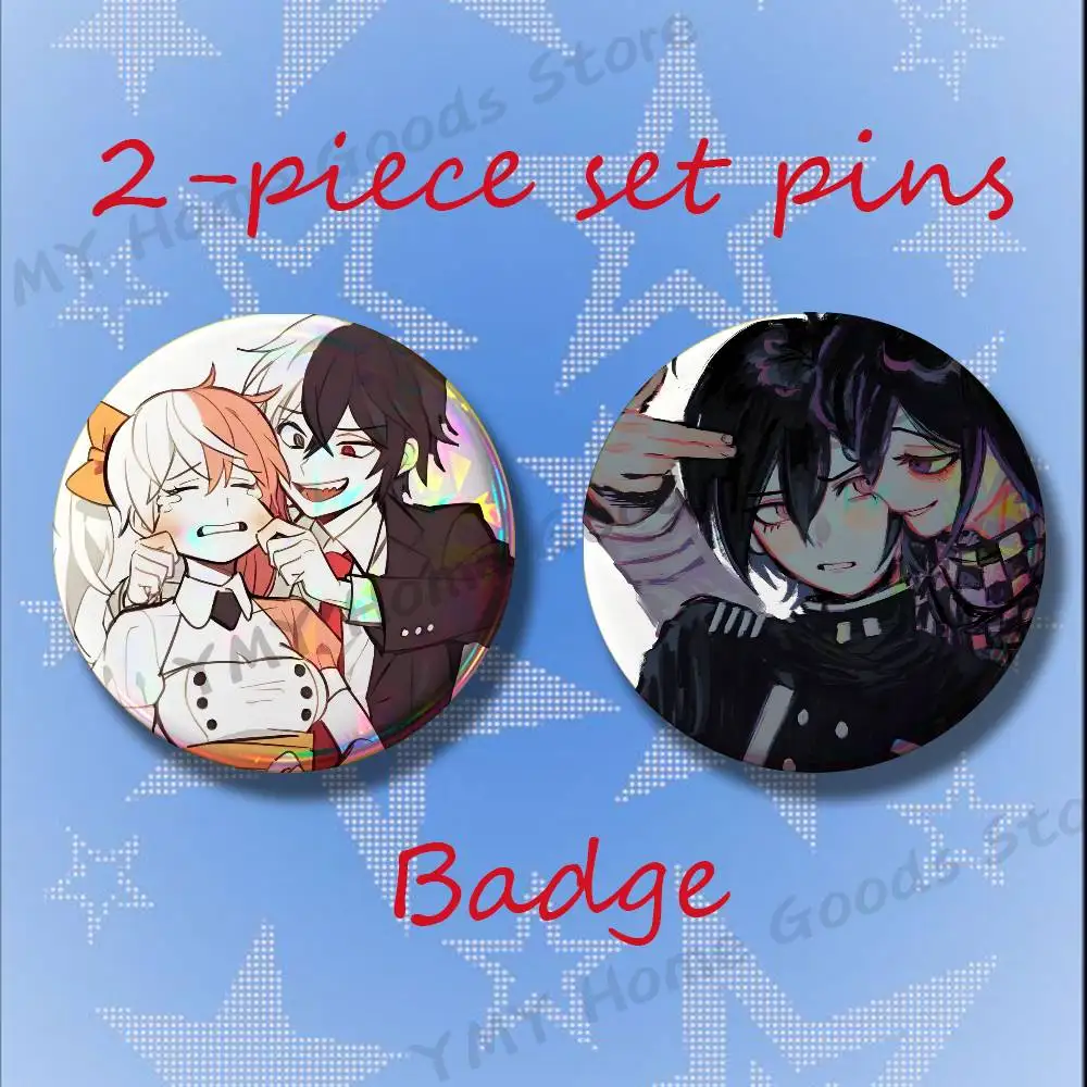 D-Danganronpa Chiaki Junko kokichi Brooches for Backpack Accessories 25 32 44 58 75mm Round 2-piece set Free Mix