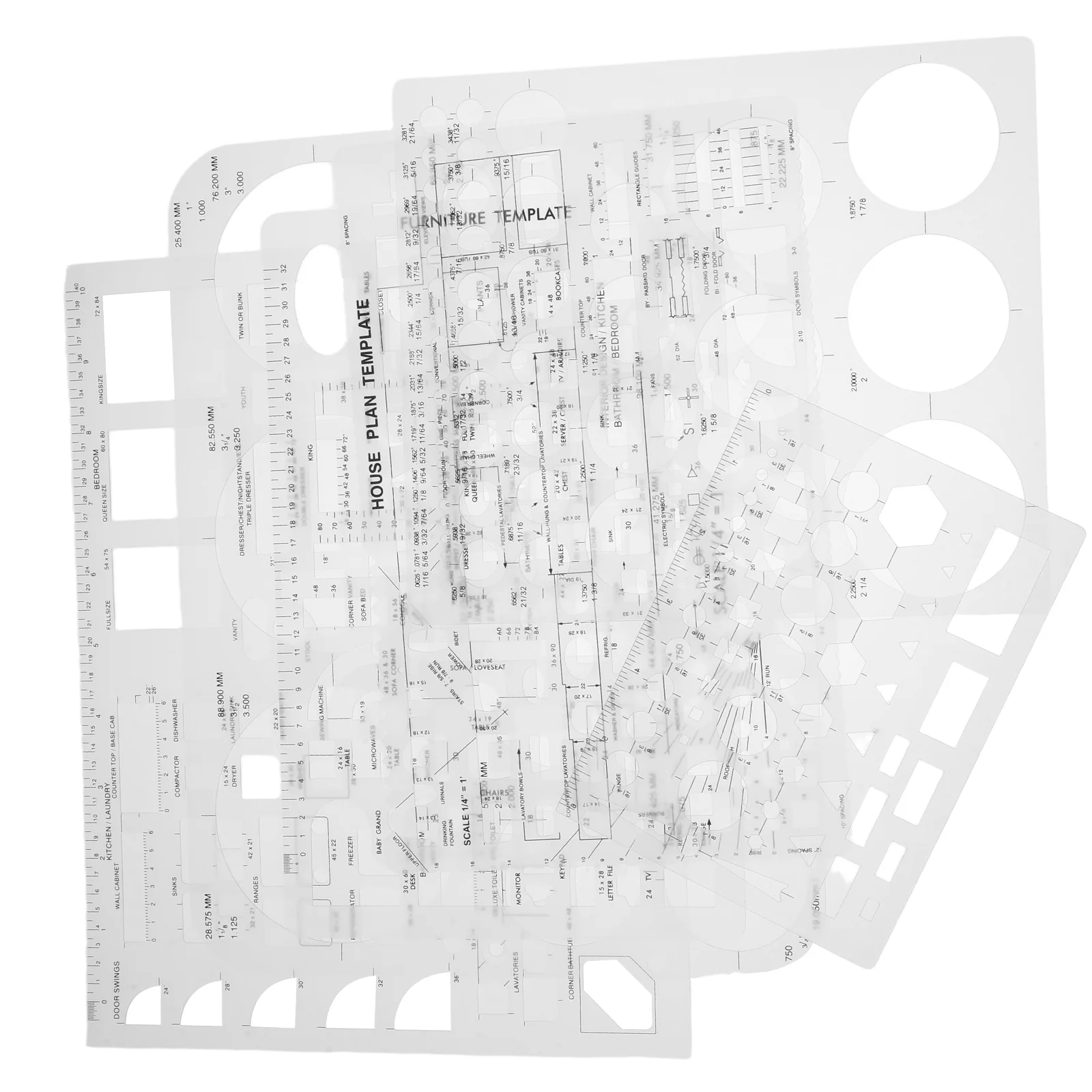 6 Pcs Geometric Drawing Templates Circle Oval Square Triangular Rulers Architecture Scale Drafting Stencils School Office Math