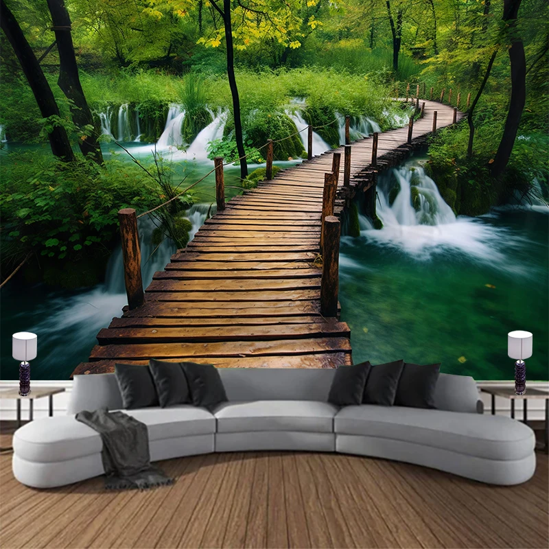 Landscape Waterfall Tapestry Wall Art Floral  Wall Hanging Home House  Bedroom Decor For 2023 Tapiz Y2k Arazzi