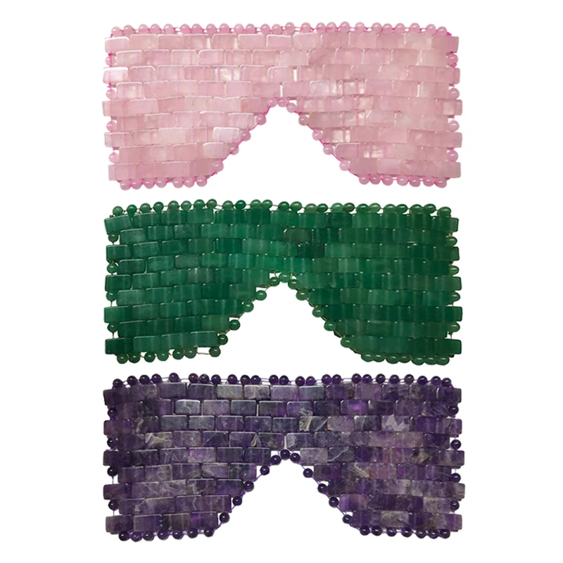 Rose Quartz Cooling Eye Mask Natural Jade Eye Mask Cold Therapy Eye Massager Amethyst Sleeping Mask Stone Massage Relaxation
