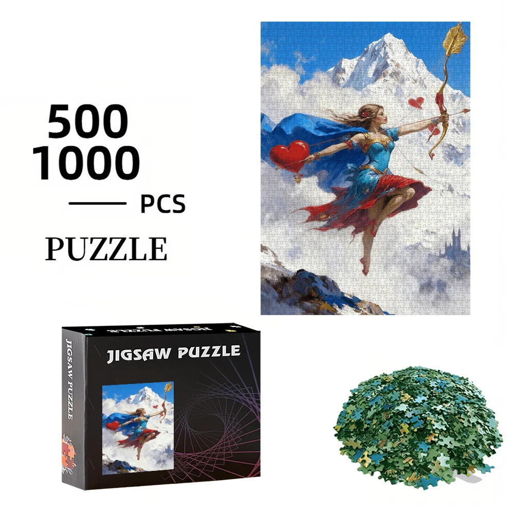 女神、弓と矢 500ピース/1000ピース パズルゲーム - 誕生日、ハロウィーン、クリスマス、感謝祭、イースター向けにデザインされたパズル