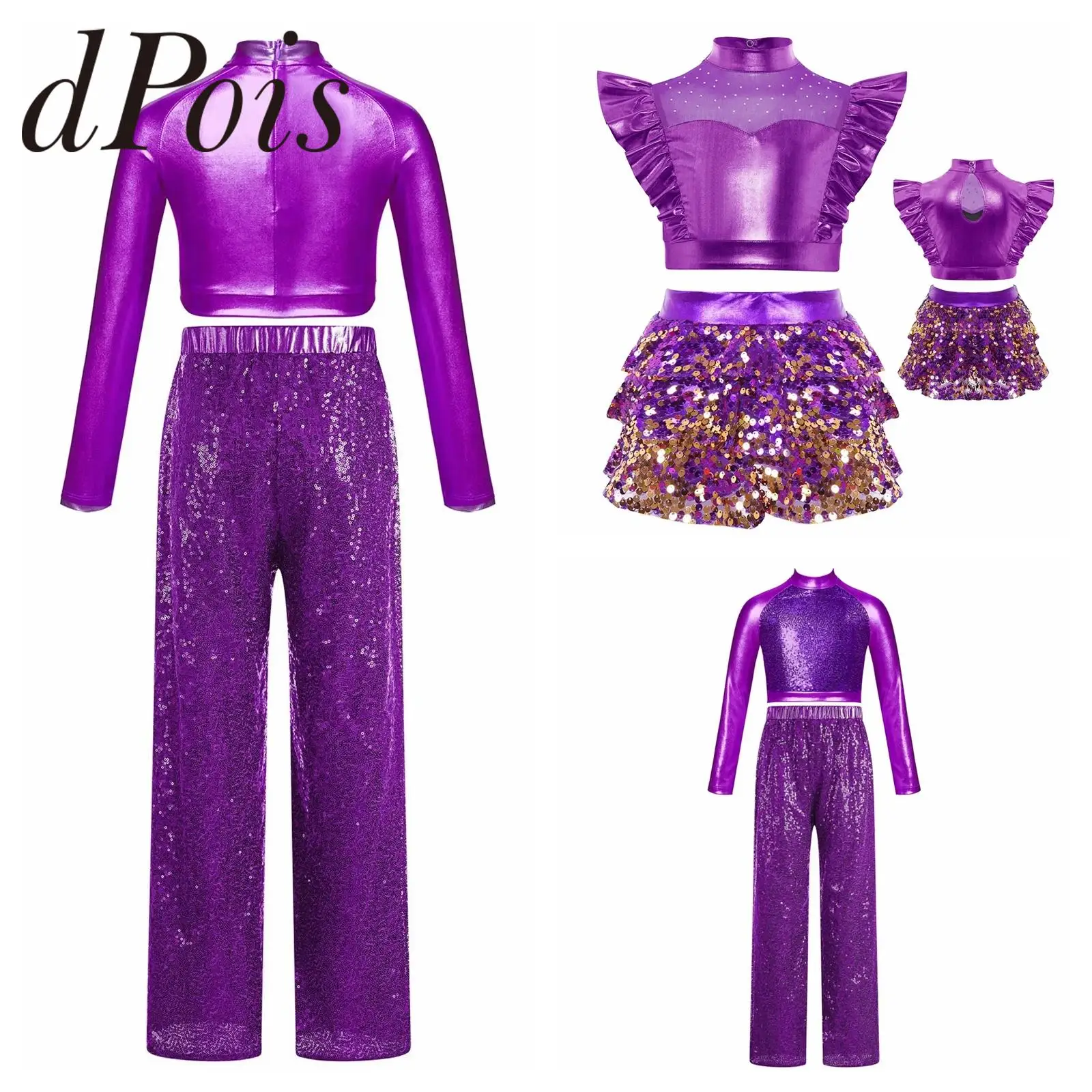 

Модная уличная одежда для девочек, детские комплекты одежды в стиле хип-хоп для уличных танцев, костюмы, балетный наряд, детский костюм с блестками для джазовых танцев