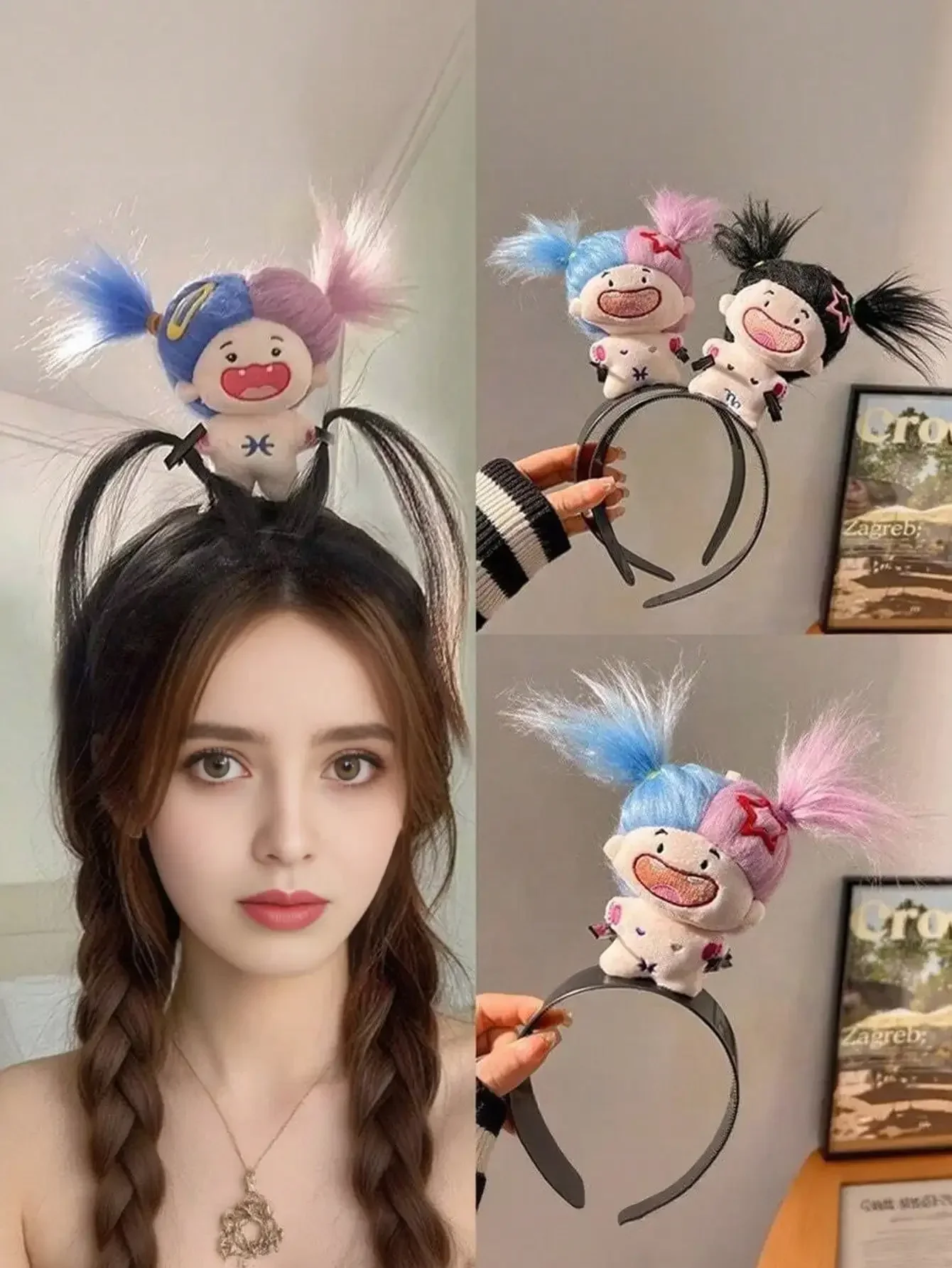 

1pc Crazy Doll Headband, A Fun And Cute Cartoon Doll Hair Accessory, Adorable And Eye-Catching Hair Decoration For Girls, Hair Accessory, Hair Band, Headband, Women Headband, Home Beauty Women Accessory Gift, Apparel Hair Accessories Hairband