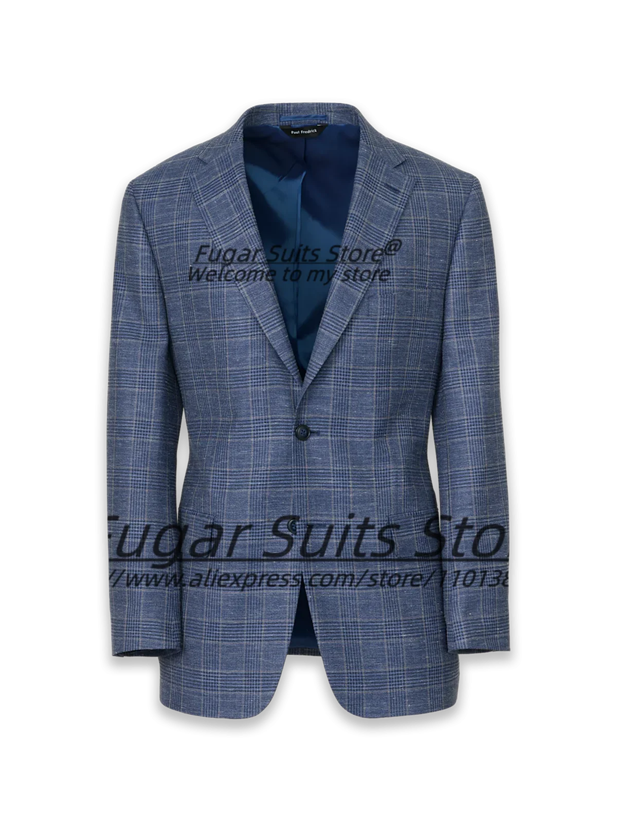 

French style Plaid Elegant Suits For Men Customized Slim Fit Notched Lapel Groom Wedding Tuxedos 2Pieces Sets trajes para hombre