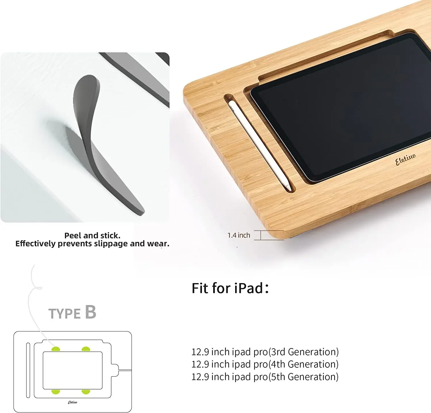 

Multi-Angle Foldable Adjustable Bamboo Drawing iPad Holder Stand For iPad 11inch 12.9inch