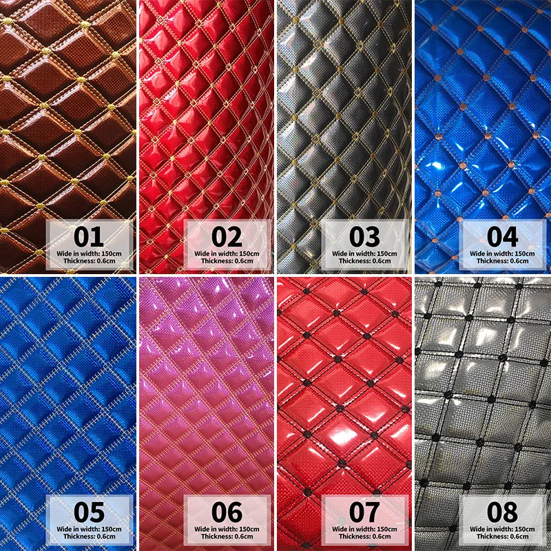 Thick Quilted Laser Artificial PU Leather Fabric For Upholstery Car Ceiling Car Floor Background Decor Embroidered Faux Leather