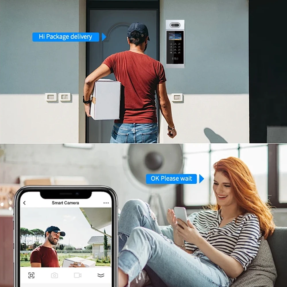 Sistema de intercomunicación Visual, timbre para el hogar, sistema de Control de acceso con reconocimiento facial HD, juego de máquinas inteligentes para interiores
