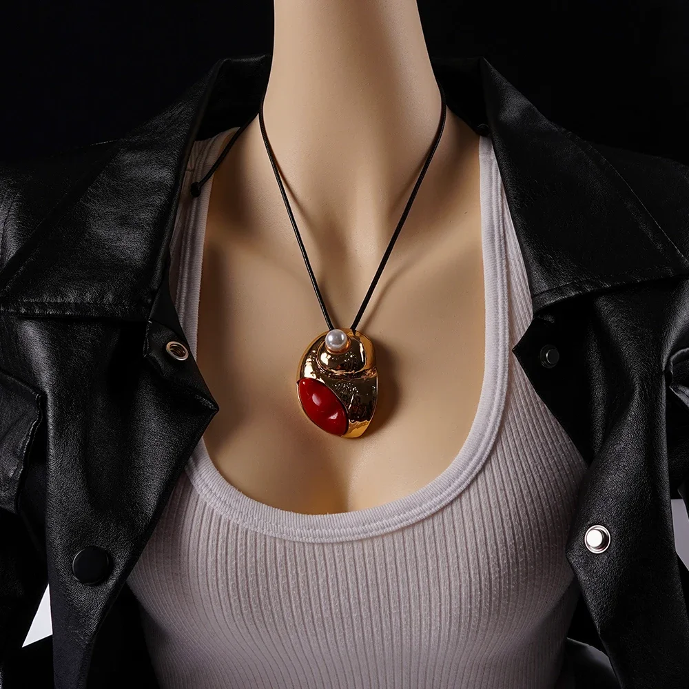 

Copper Geometric Necklace for Women Jewelry Fashion Metal Zinc Alloy Party Copper Geometric Necklace Jewellery Woman Low Price