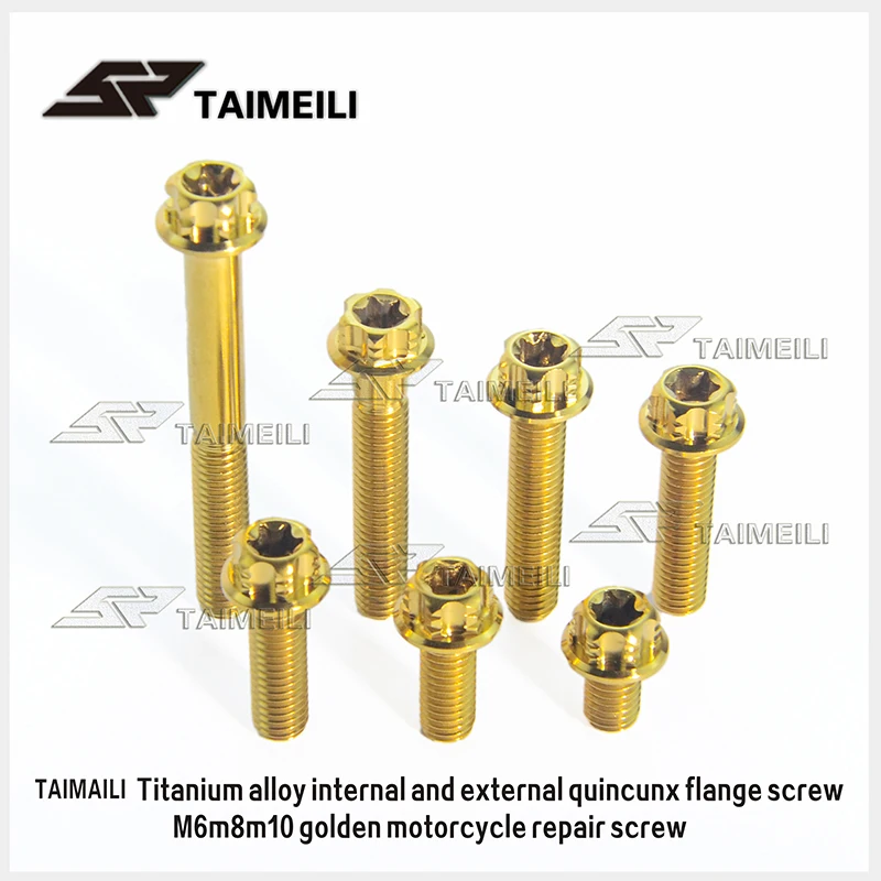 TAIMEILI Titanschraube, Flanschschraube mit Torx-Kopf, goldfarben, M6, M8, M10 x 10 mm – 100 mm, Gewindesteigung 1,25/1,5, Motorradbremse, 1 Stück. – Detail 3