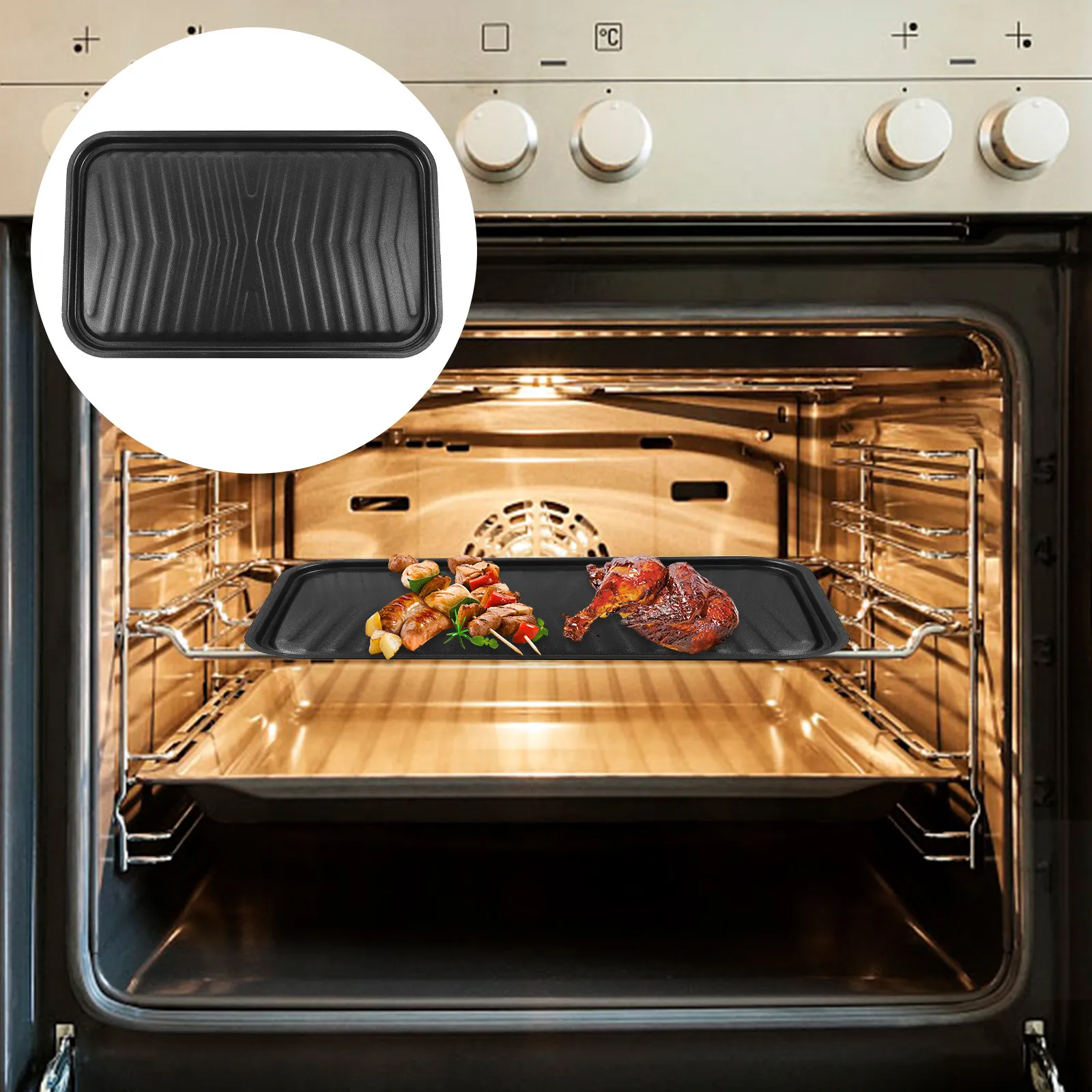 Non-Stick Thickened Bbq Grill Plate Large Capacity Outdoor Barbecue Tray Frying Baking Cookware Tool