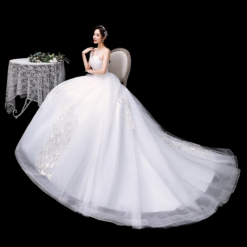 applqiues-vestido-de-noiva-strapless-lace-vestidos-de-novia-sleeveless-lace-up-wedding-dresses