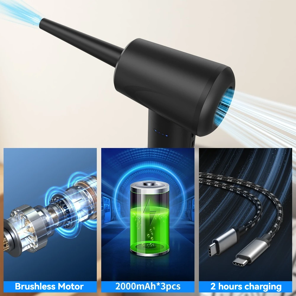 Compressed Air Duster Electric Rechargeable Cordless Air Blower Compressed Air For Cleaning Computer Keyboard Camera Car Home