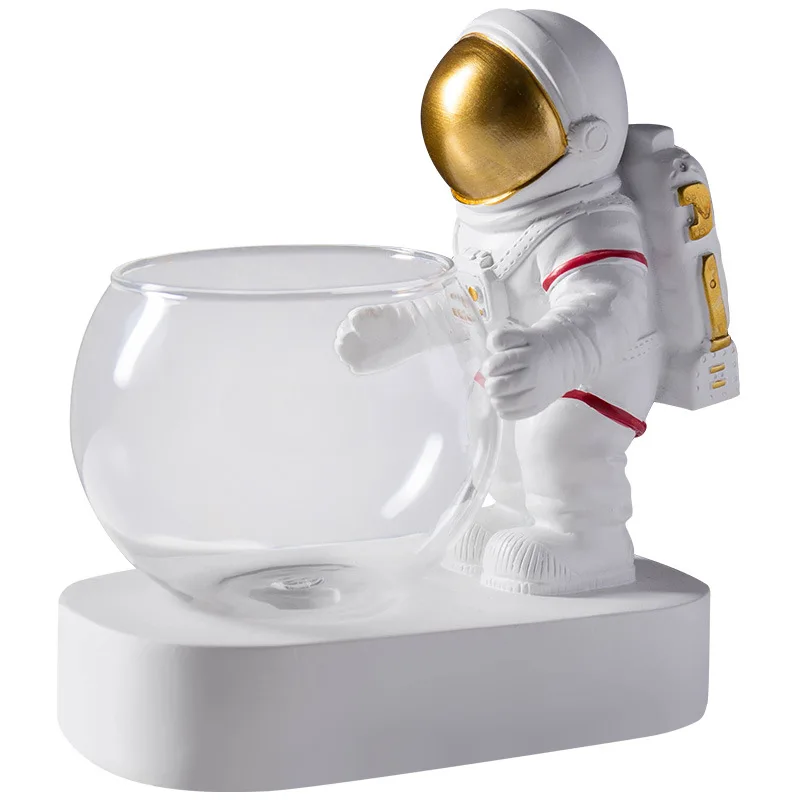 

Home Decoration Accessories Astronaut Hydroponics Glass Plant Vase with Light Emitting Diode Smart Luminous Flower Pot
