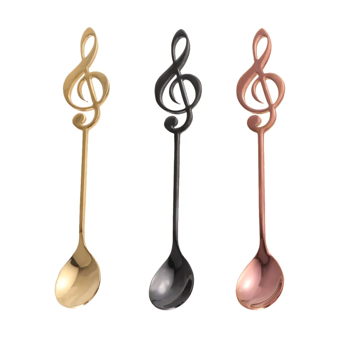 

3 Pcs Gold Spoons Stainless Steel Notes Coffee Dessert Scoops for Kitchen Child