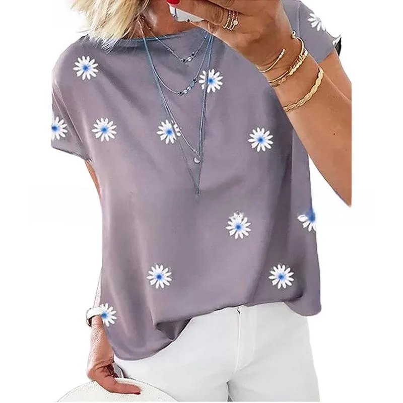 

Женская винтажная футболка с принтом ромашки, свободный крой, пуловер ort Sve, летний топ из полиэстера, женская одежда Faion