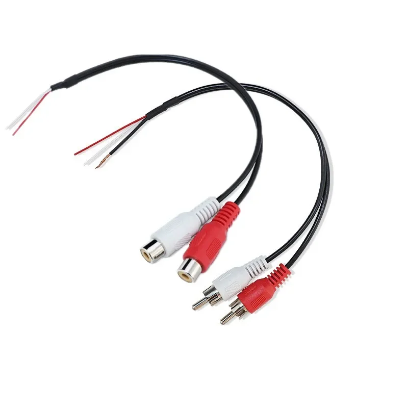 0.2m 2RCA Male Plug to Bare Wire Open End Pigtail Audio Speaker Subwoofer HDTV Cable Cord Repair Tool For Speaker Amplifier TV