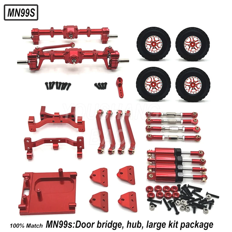 Red upgraded version MN99S remote control vehicle metal parts - housing, buffer, door frame, buffer gear cover, frame beam