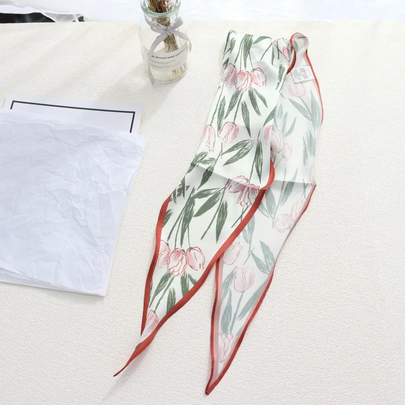 

2025 New Style Kerchief Triangle Scarf Muffler Bandana Foulard Female Neckerchief Small Tie Band Scarves For Women SIlk Scarf