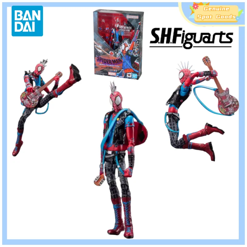 Genuine Bandai Marvel SHF Spider Punk Spider-Man ACROSS THE SPIDER VERSE Anime Action Figures Model Toy Collectible Gift for Kid