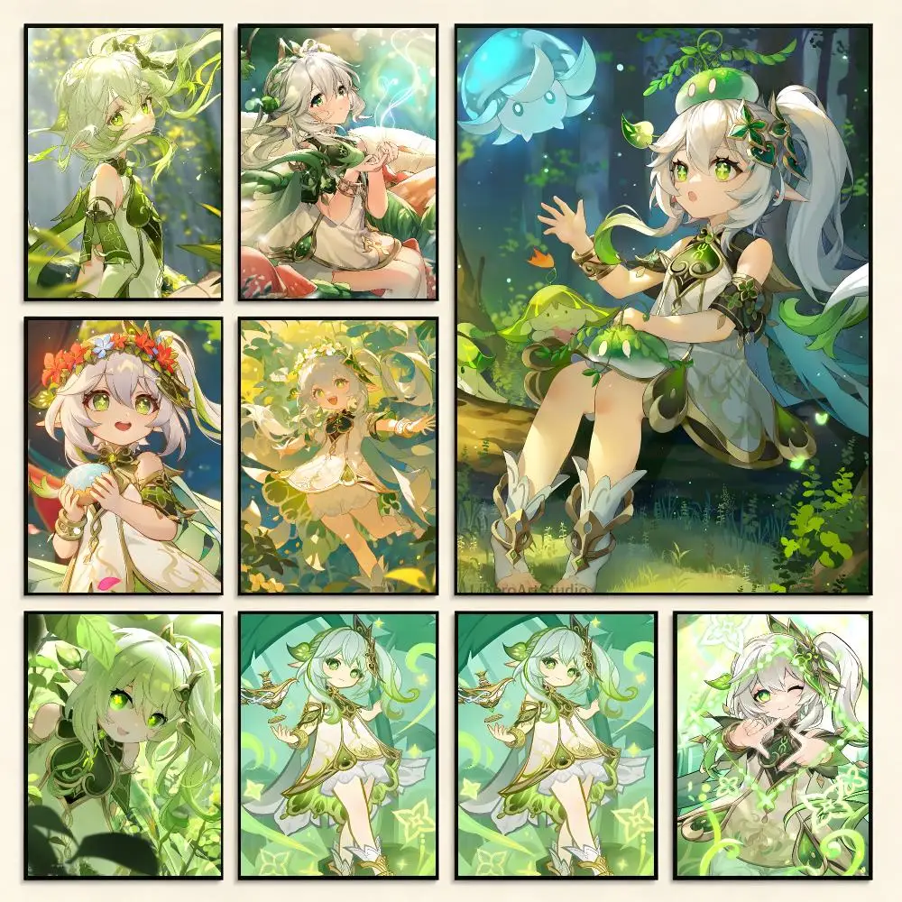 Game Character G-Genshin Impact Nahida Poster Digital Solvent Print Waterproof PP Fade-Resistant Wall Art Room Decor Gift