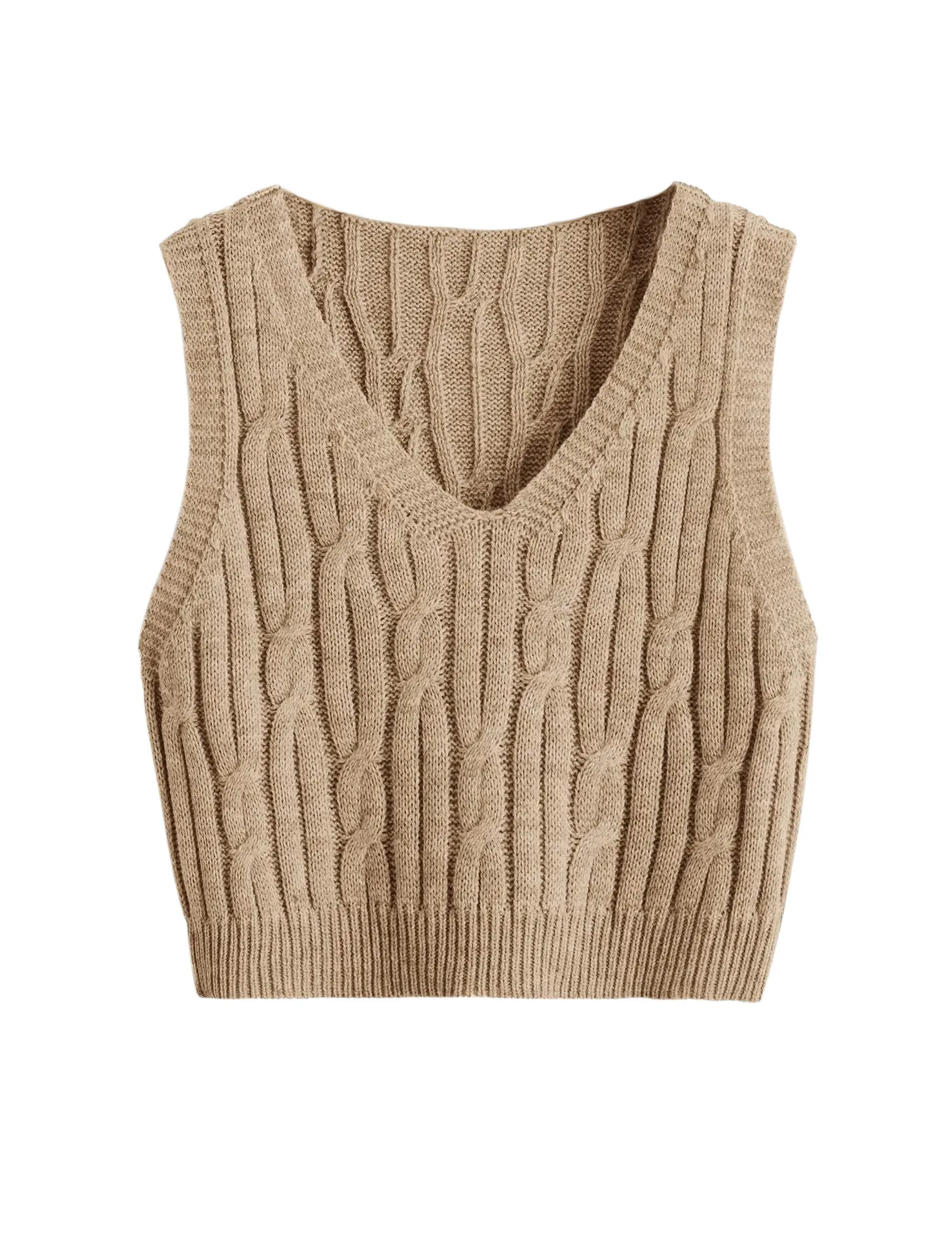 Fried Dough Twists V-Neck Vest Sweater 2022 New Female Korean Version Sleeveless Loose Short Jacket