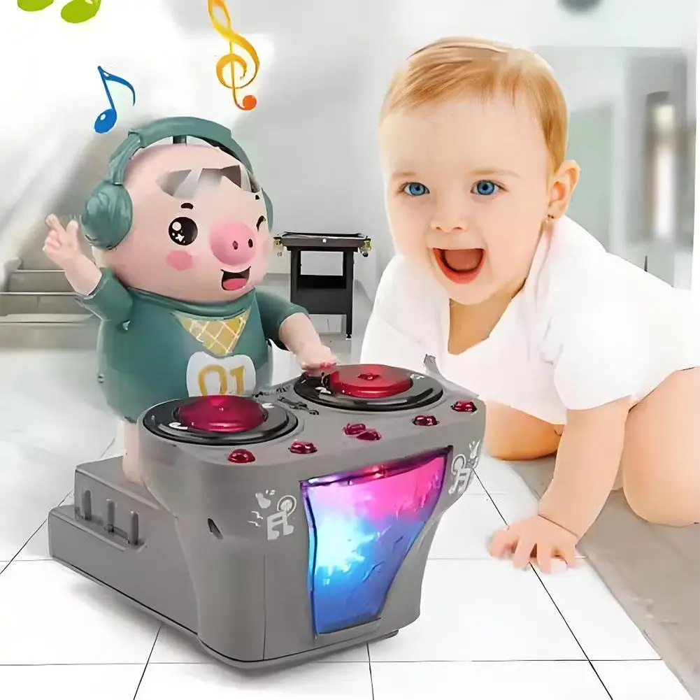 Electronic DJ Light Music Dancing Pig Toy, brinquedos musicais, giro Swing, Piggy Toy com música, luzes LED para K F7S2